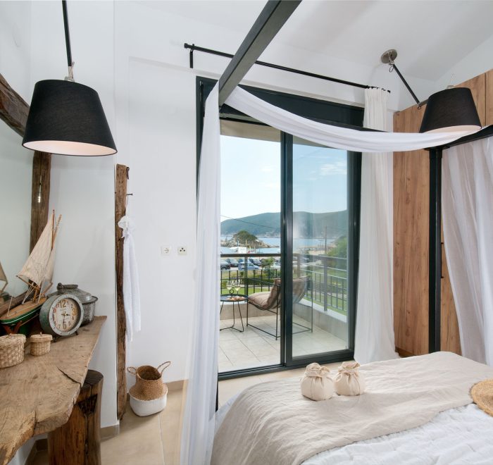 Master Bedroom of Seathon Seafront Beach Villa in Kalamitsi
